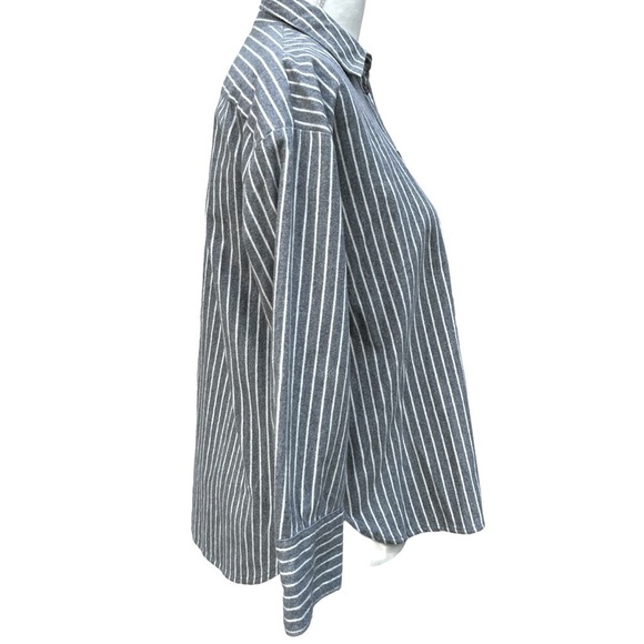 Madewell NWOT NWOT Grey and White Striped Westward Flannel Size X-Small - Picture 8 of 16